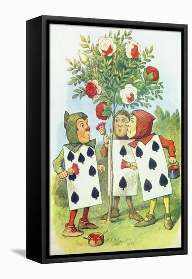 The Playing Cards Painting the Rose Bush, Illustration from Alice in Wonderland by Lewis Carroll-John Tenniel-Framed Stretched Canvas
