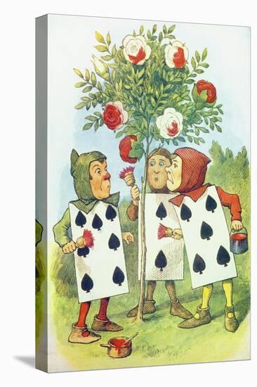 The Playing Cards Painting the Rose Bush, Illustration from Alice in Wonderland by Lewis Carroll-John Tenniel-Stretched Canvas