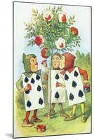 The Playing Cards Painting the Rose Bush, Illustration from Alice in Wonderland by Lewis Carroll-John Tenniel-Mounted Giclee Print