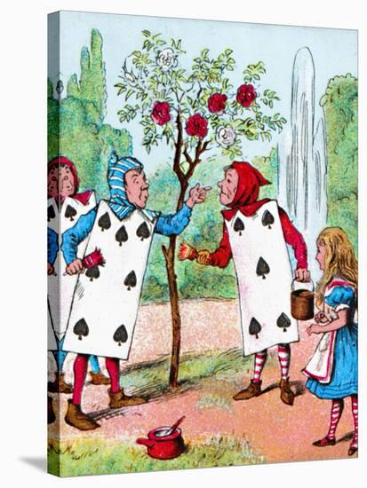 'The Playing cards painting the Rose Bushes', c1910-John Tenniel-Stretched Canvas