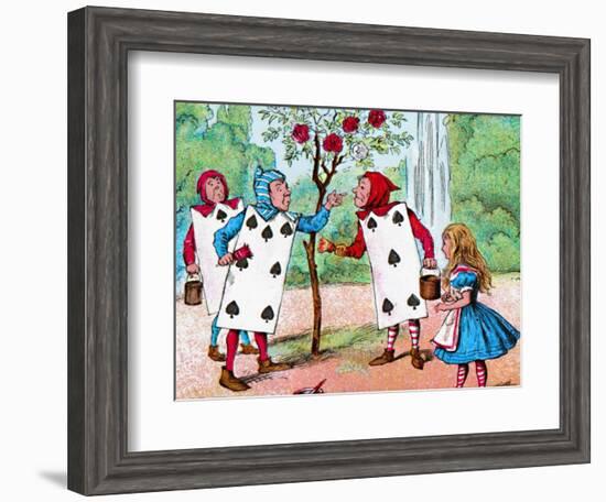 'The Playing cards painting the Rose Bushes', c1910-John Tenniel-Framed Giclee Print