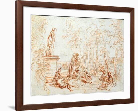 The Pleasure of Love, Sketch, 18th Century-Jean-Antoine Watteau-Framed Giclee Print