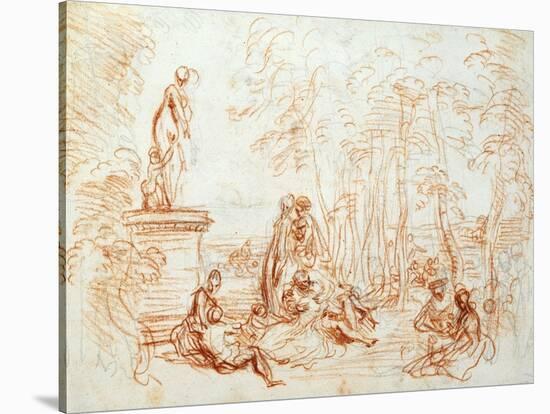 The Pleasure of Love, Sketch, 18th Century-Jean-Antoine Watteau-Stretched Canvas