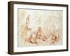 The Pleasure of Love, Sketch, 18th Century-Jean-Antoine Watteau-Framed Giclee Print