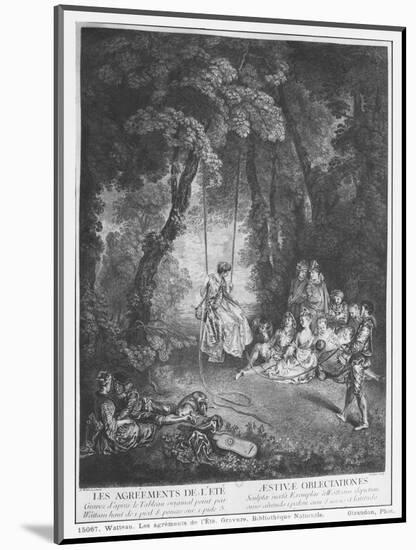 The Pleasures of Summer, Engraved by Francois Joullain-Jean Antoine Watteau-Mounted Giclee Print