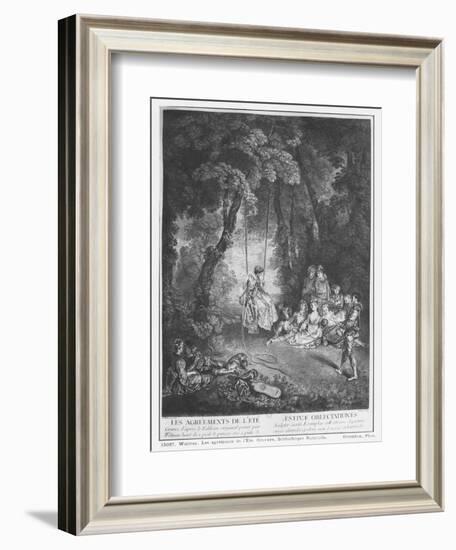 The Pleasures of Summer, Engraved by Francois Joullain-Jean Antoine Watteau-Framed Giclee Print