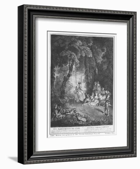 The Pleasures of Summer, Engraved by Francois Joullain-Jean Antoine Watteau-Framed Giclee Print