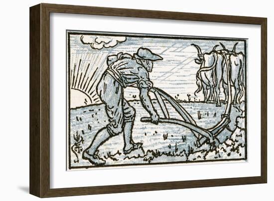 The Ploughman, Song Illustration for 'Who Liveth So Merry in All This Land?', from 'Pan-Pipes', a…-Walter Crane-Framed Giclee Print