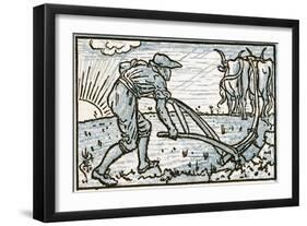 The Ploughman, Song Illustration for 'Who Liveth So Merry in All This Land?', from 'Pan-Pipes', a…-Walter Crane-Framed Giclee Print