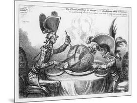 "The Plumb-Pudding in Danger" Napoleon and Pitt Carve up the World at Dinner-Gillray-Mounted Art Print