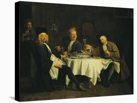 The Poet Alexis Piron at the Table with His Friends, Jean Joseph Vade and Charles Colle-Etienne Jeaurat-Stretched Canvas