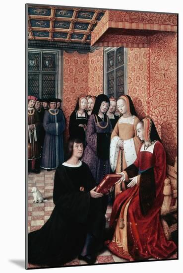 The Poet Jean Marot (1450-1526) Handing over His Work Voyage to Genoa to Anne of Brittany (1477-151-Jean Bourdichon-Mounted Giclee Print
