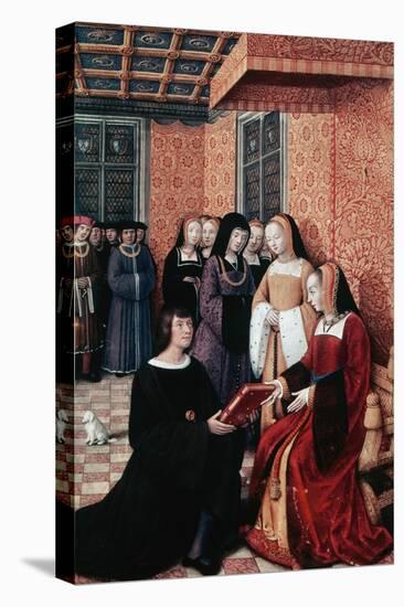 The Poet Jean Marot (1450-1526) Handing over His Work Voyage to Genoa to Anne of Brittany (1477-151-Jean Bourdichon-Stretched Canvas