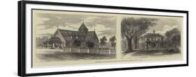 The Poet Longfellow's House and Church in Massachusetts, Usa-null-Framed Giclee Print