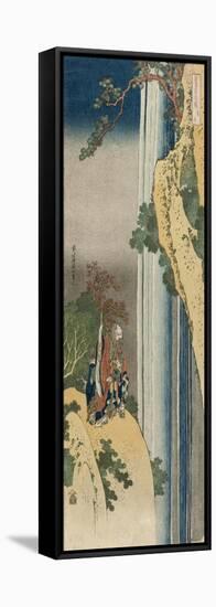 The Poet Rihaku (Li Bai) is lost in wonder at the majesty of the great waterfall of Mount Lu-Katsushika Hokusai-Framed Stretched Canvas