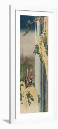 The Poet Rihaku (Li Bai) is lost in wonder at the majesty of the great waterfall of Mount Lu-Katsushika Hokusai-Framed Premium Giclee Print