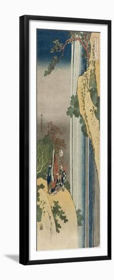 The Poet Rihaku (Li Bai) is lost in wonder at the majesty of the great waterfall of Mount Lu-Katsushika Hokusai-Framed Premium Giclee Print