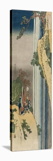 The Poet Rihaku (Li Bai) is lost in wonder at the majesty of the great waterfall of Mount Lu-Katsushika Hokusai-Stretched Canvas