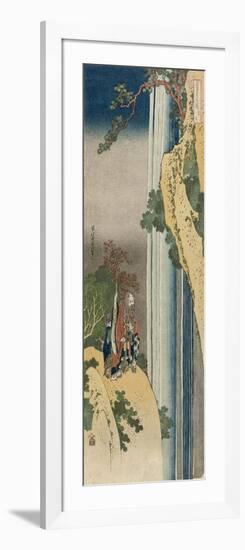 The Poet Rihaku (Li Bai) is lost in wonder at the majesty of the great waterfall of Mount Lu-Katsushika Hokusai-Framed Giclee Print