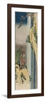 The Poet Rihaku (Li Bai) is lost in wonder at the majesty of the great waterfall of Mount Lu-Katsushika Hokusai-Framed Giclee Print