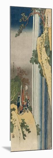 The Poet Rihaku (Li Bai) is lost in wonder at the majesty of the great waterfall of Mount Lu-Katsushika Hokusai-Mounted Giclee Print