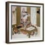 The Poetess, Bijin, at Her Calligraphy Table-Yashima Gakutei-Framed Giclee Print