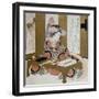 The Poetess, Bijin, at Her Calligraphy Table-Yashima Gakutei-Framed Giclee Print