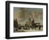 The Pole House and the New Bridge to the Ijkant Amsterdam in Winter, Seen from the Damrak-Jan Abrahamsz. Beerstraten-Framed Art Print