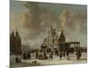 The Pole House and the New Bridge to the Ijkant Amsterdam in Winter, Seen from the Damrak-Jan Abrahamsz. Beerstraten-Mounted Art Print