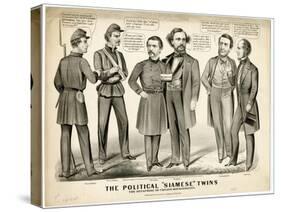 The Political Siamese Twins, the Offspring of Chicago Miscegenation, 1864-Currier & Ives-Stretched Canvas