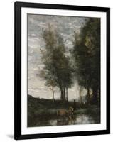 The Pond, Cowherd-Jean-Baptiste-Camille Corot-Framed Giclee Print