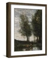 The Pond, Cowherd-Jean-Baptiste-Camille Corot-Framed Giclee Print