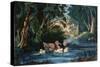 The Pond in the Woods-Currier & Ives-Stretched Canvas