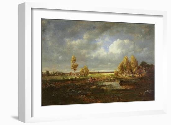 The Pond Near the Road, Farm in Le Berry, C.1845-48-Theodore Rousseau-Framed Giclee Print