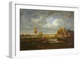 The Pond Near the Road, Farm in Le Berry, C.1845-48-Theodore Rousseau-Framed Giclee Print