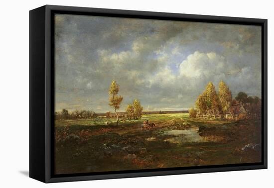 The Pond Near the Road, Farm in Le Berry, C.1845-48-Theodore Rousseau-Framed Stretched Canvas