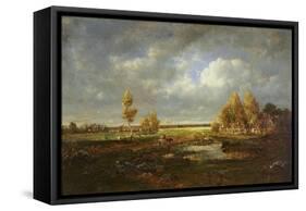 The Pond Near the Road, Farm in Le Berry, C.1845-48-Theodore Rousseau-Framed Stretched Canvas