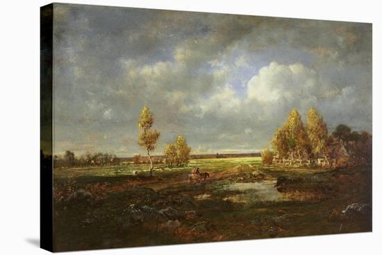 The Pond Near the Road, Farm in Le Berry, C.1845-48-Theodore Rousseau-Stretched Canvas