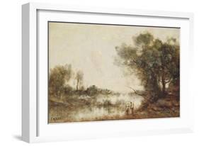 The Pond (Oil on Canvas)-Jean Baptiste Camille Corot-Framed Giclee Print