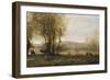 The Pond with Three Cows-Jean-Baptiste-Camille Corot-Framed Giclee Print