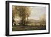 The Pond with Three Cows-Jean-Baptiste-Camille Corot-Framed Giclee Print
