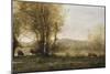 The Pond with Three Cows-Jean-Baptiste-Camille Corot-Mounted Giclee Print