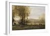 The Pond with Three Cows-Jean-Baptiste-Camille Corot-Framed Premium Giclee Print