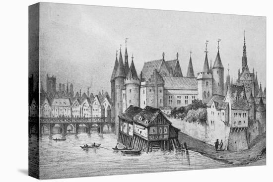 The Pont Aux Meuniers and Part of the Palais Du Roi De La Cite in 1556, 1915-null-Stretched Canvas