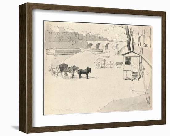 'The Pont Marie - Horses and Carts', 1915-Eugene Bejot-Framed Giclee Print