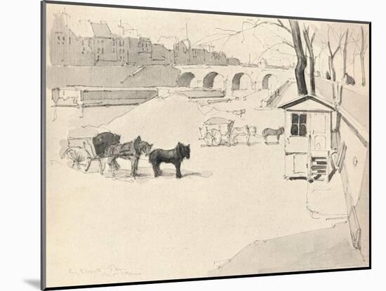 'The Pont Marie - Horses and Carts', 1915-Eugene Bejot-Mounted Giclee Print