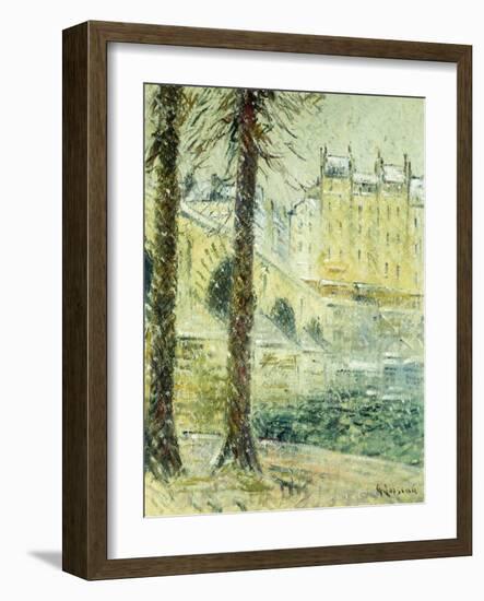 The Pont Marie in the Snow; Le Pont Marie, Effet De Neige, C.1926-Gustave Loiseau-Framed Giclee Print