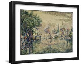 The Pont Neuf (Notre Dame Seen from the Pont-Neuf); Le Pont Neuf (Notre Dame de Paris Vue Du…-Paul Signac-Framed Giclee Print