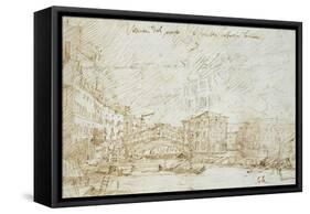 The Ponte Di Rialto-Canaletto-Framed Stretched Canvas