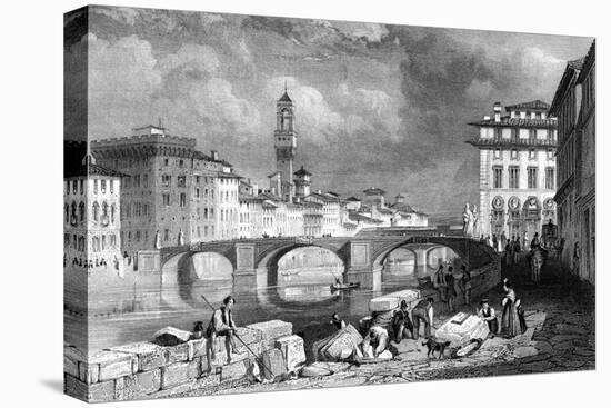 The Ponte Santa Trinita, Florence, Italy, 19th Century-J Redaway-Stretched Canvas